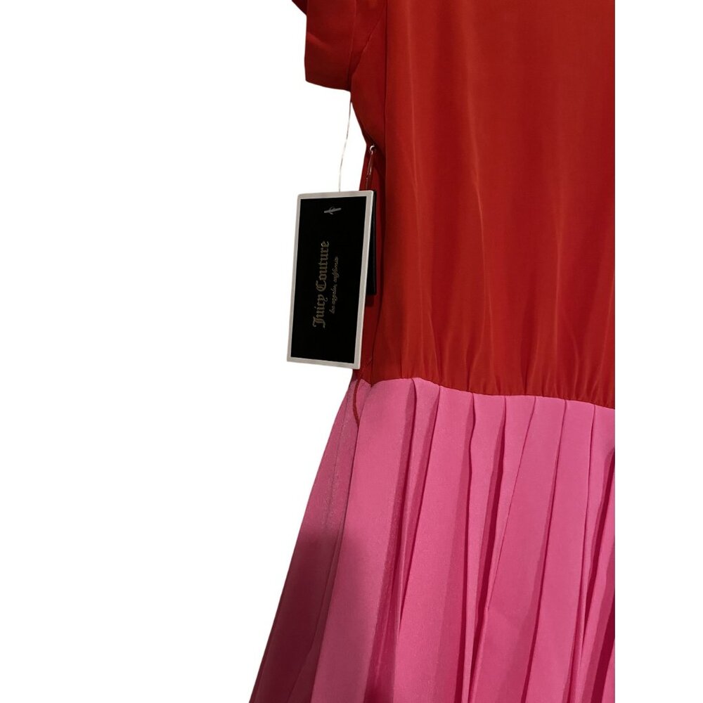NWT Juicy Couture Pleated Pink Red Dress 4 - Picture 8 of 8